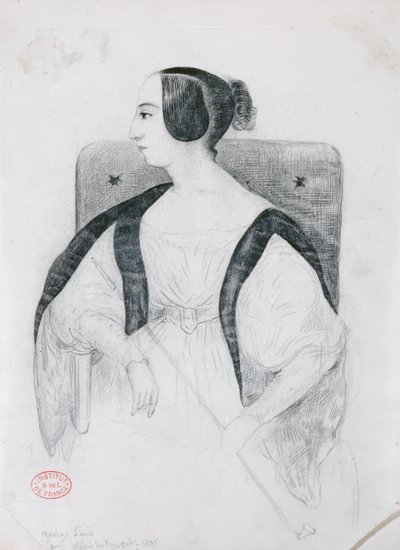 George Sand Seated in an Armchair, 1833 by Alfred de Musset